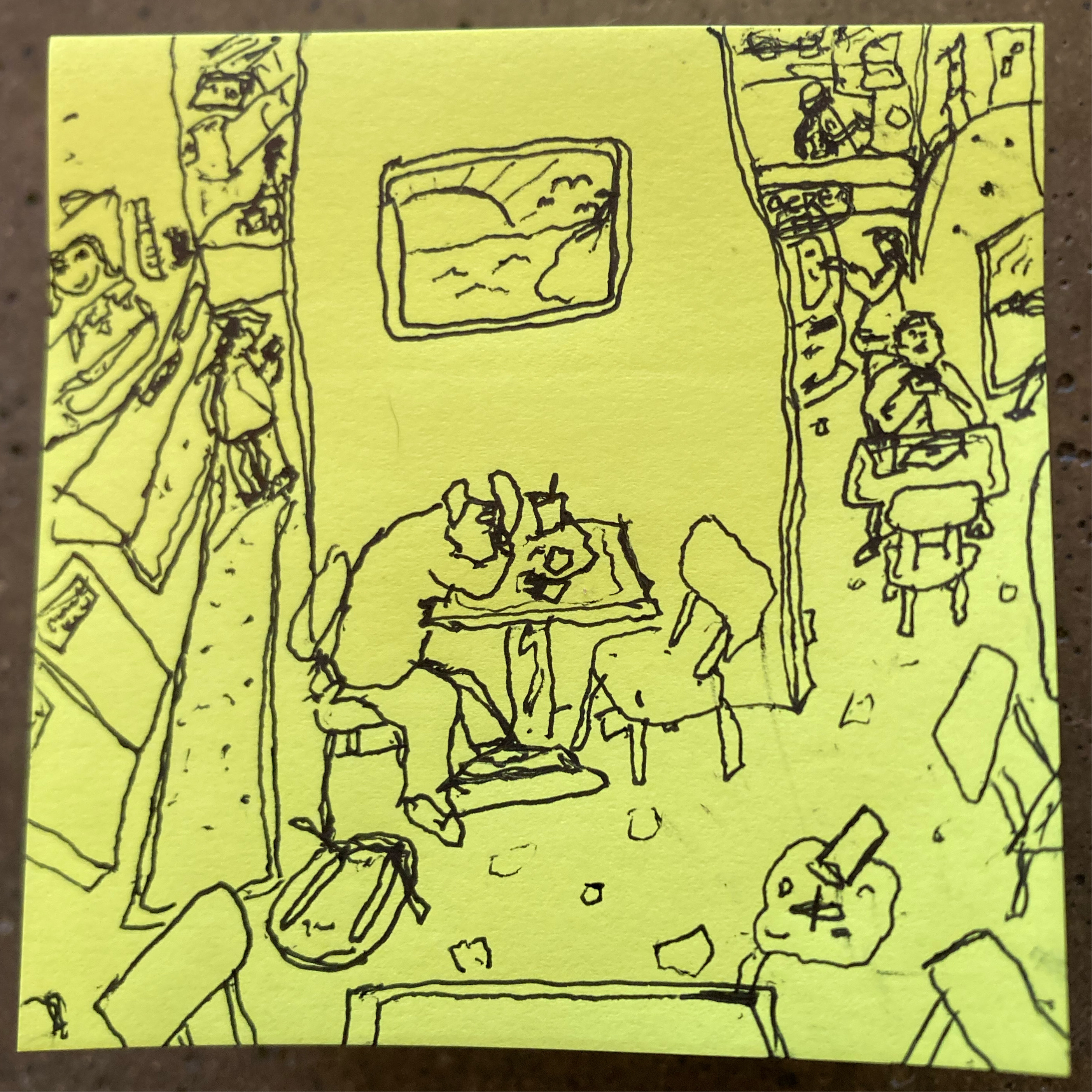 Sleeping in Restaurant